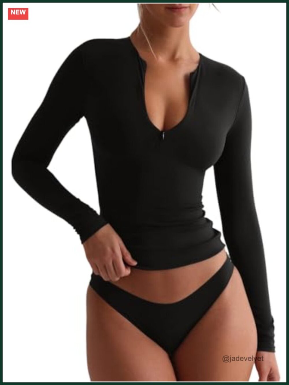 Quarter Zip Sexy V Neck Long Sleeve Crop Top Going Out Tops Women